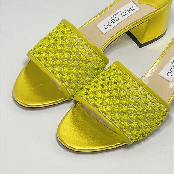 Jimmy Choo Minea Woven Raffia Sandals size 38 - Picture 3 of 12